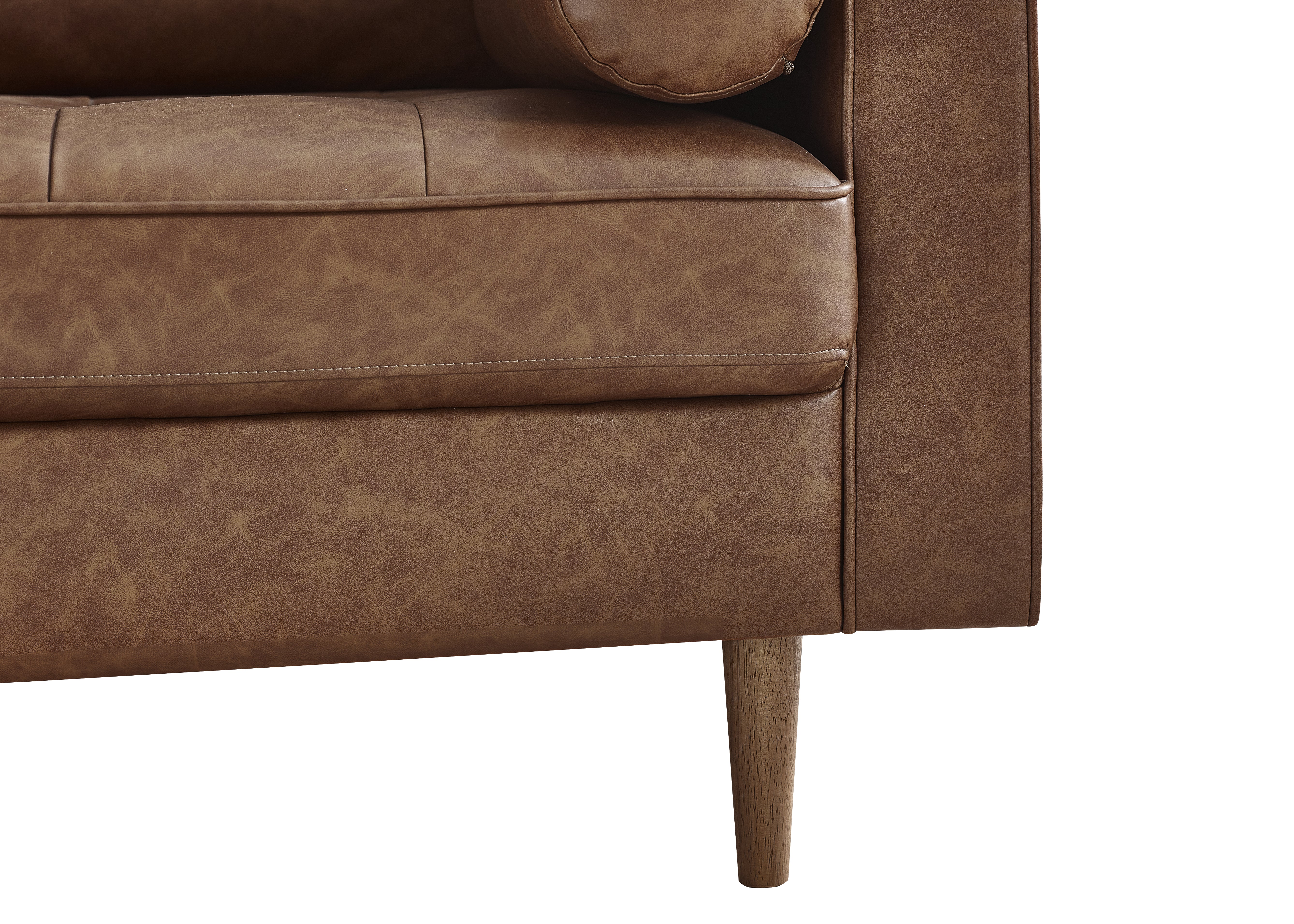 Callow Brown Faux Leather Sofa | 2 Seater